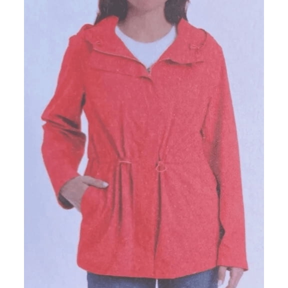 G.H.Bass Women's Anorak Water Resistant Jacket w/Zippered Pockets Pink Large