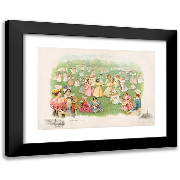 G. H. Buck 24x18 Black Modern Framed Museum Art Print Titled - The Happy Hours of Childhood (1895)