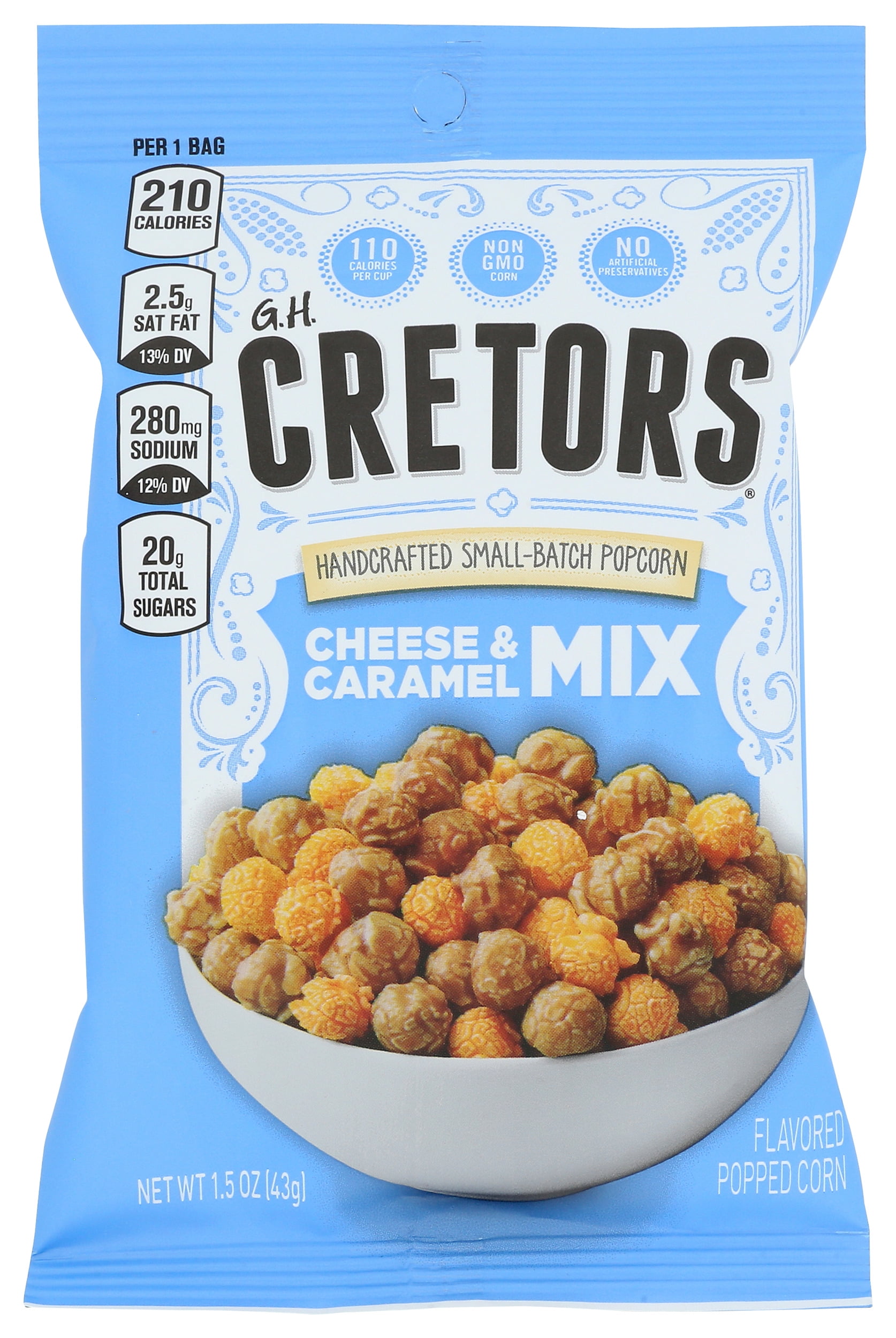 G.H. Cretors® Gh. Cretors Cheese & Caramel Mix Caddy 8Pk 1.5 Ounce Pack 