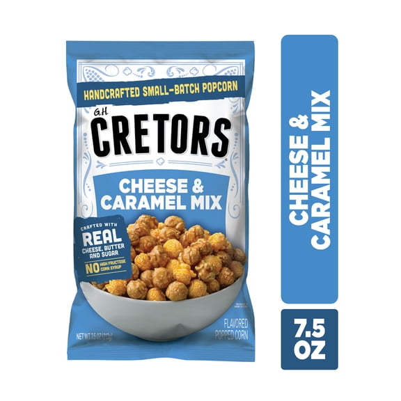 G.H. Cretors Handcrafted Small-Batch Cheese & Caramel Popcorn Mix, 7.5 oz, Gluten-Free Snack