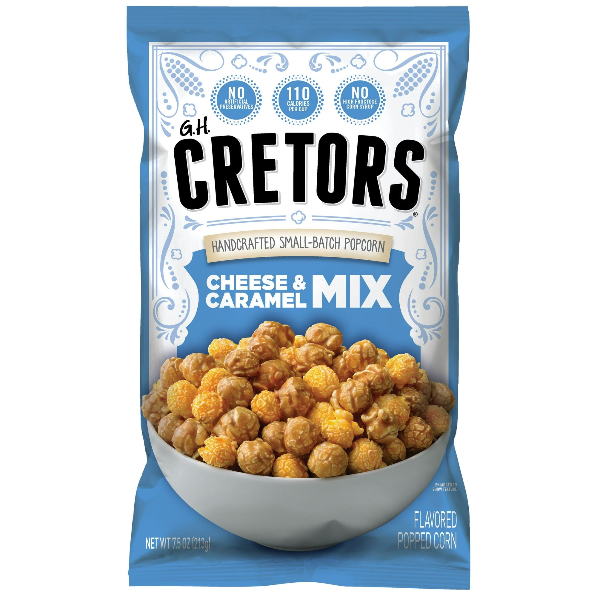 G.H. Cretors Handcrafted Small-Batch Popcorn Cheese & Caramel Mix, 7.5 oz pack of 4