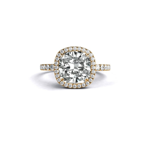 G-H VS 7.00MM Moissanite Engagement Ring With Diamonds (1.47 ct Moissanite Weight, 2.2 ctw dew) Micro Pave Cathedral 14K Gold