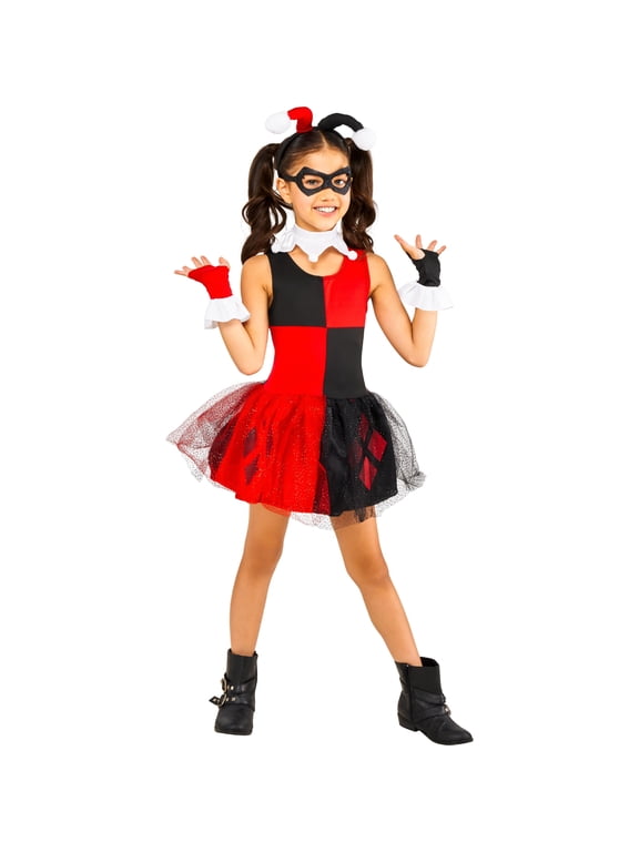 DC's Harley Quinn Halloween Costume for Children, Girls' Size L (10/12), by Rubies