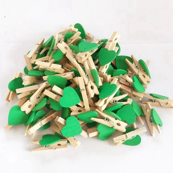 G Heart Love Wooden Clothes Photo Paper Peg Pin Mini Clothespin Postcard Clips Home Wedding Decoration Stationery,50 x mini clothespins,Green