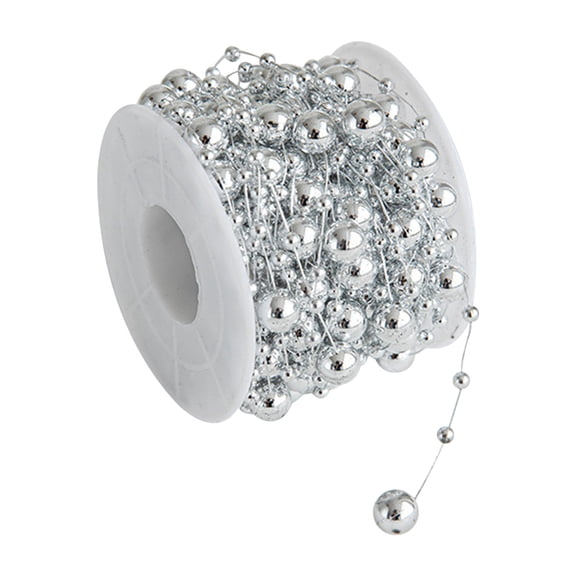 G Holiday Electroplated Bead Chain With Silver Fish Line Beads For Christmas Tree Decoration Diy Material 10 Meters Length