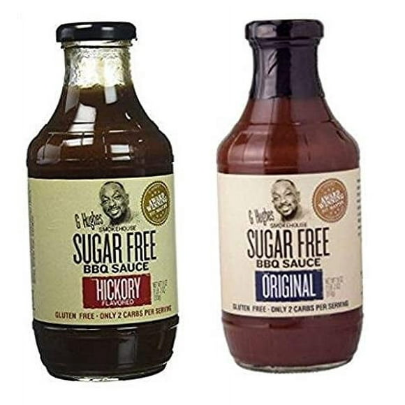 G Hughes Smokehouse Sugar Free BBQ Sauce, Hickory, 18 & SF Original 18 oz (Pack of 2) .2 pack