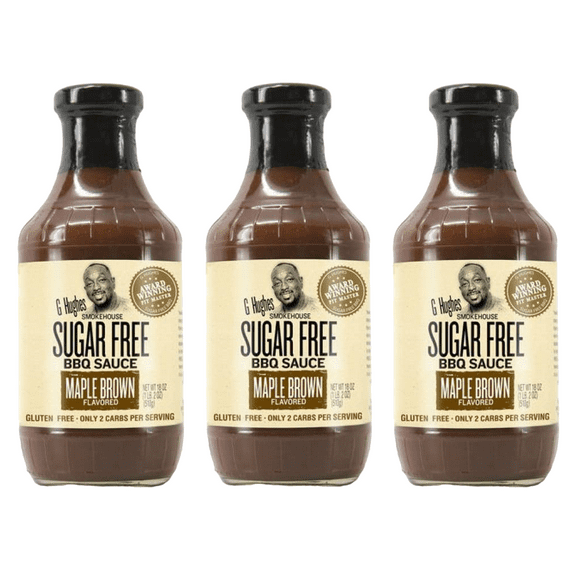 G Hughes' Smokehouse Sugar-Free BBQ Sauce - Maple Brown Flavored Size: 3 Bottles