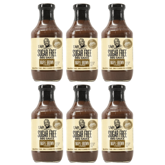 G Hughes' Smokehouse Sugar-Free BBQ Sauce - Maple Brown Flavored Size: 6 Bottles