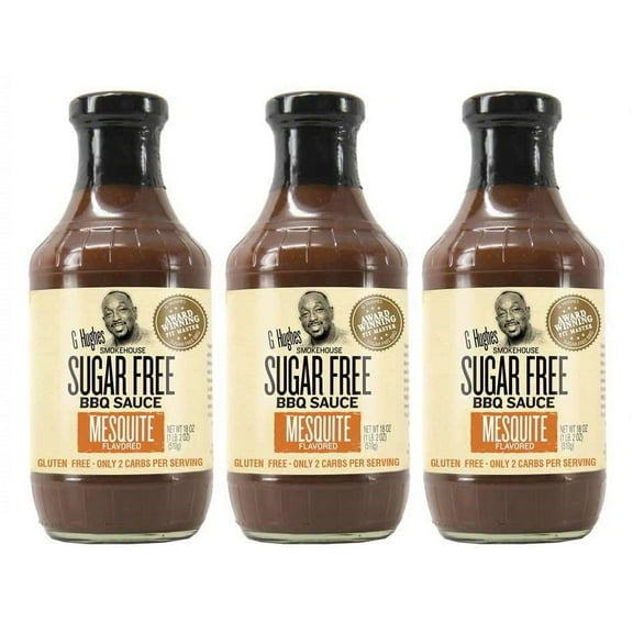 G Hughes' Smokehouse Sugar-Free BBQ Sauce - Mesquite Flavored Size: 3 Bottles