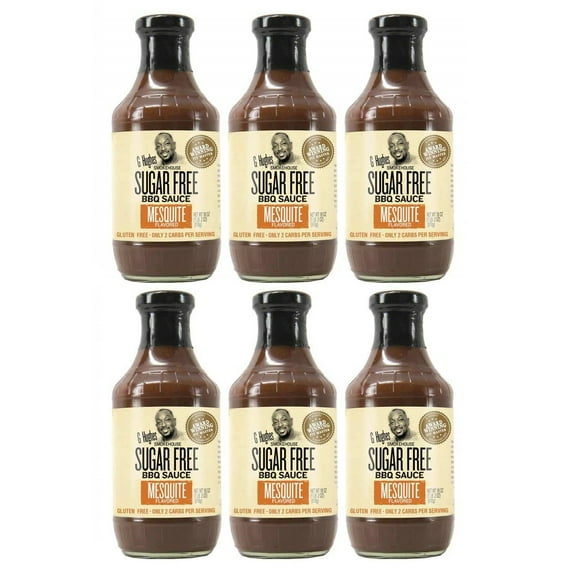 G Hughes' Smokehouse Sugar-Free BBQ Sauce - Mesquite Flavored Size: 6 Bottles