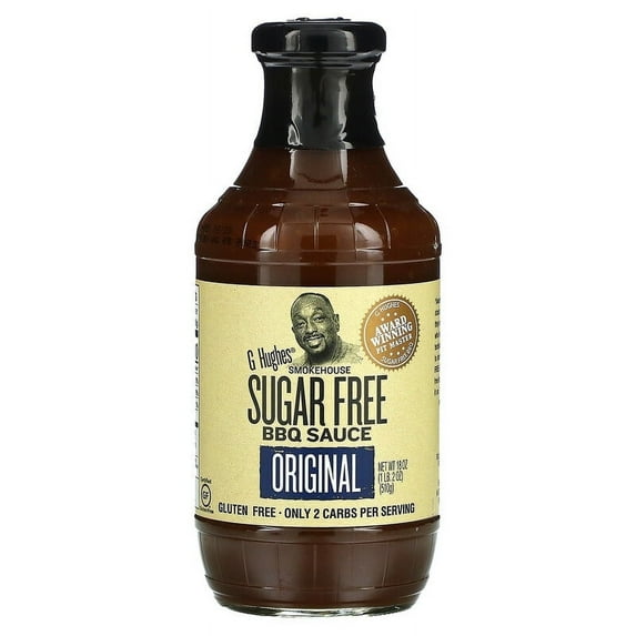 G Hughes, Smokehouse Sugar Free, BBQ Sauce, Original, 18 oz Pack of 4