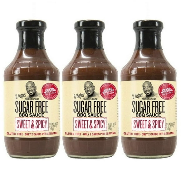 G Hughes' Smokehouse Sugar-Free BBQ Sauce - Sweet & Spicy Size: 3 Bottles