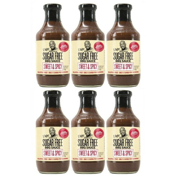 G Hughes' Smokehouse Sugar-Free BBQ Sauce - Sweet & Spicy Size: 6 Bottles