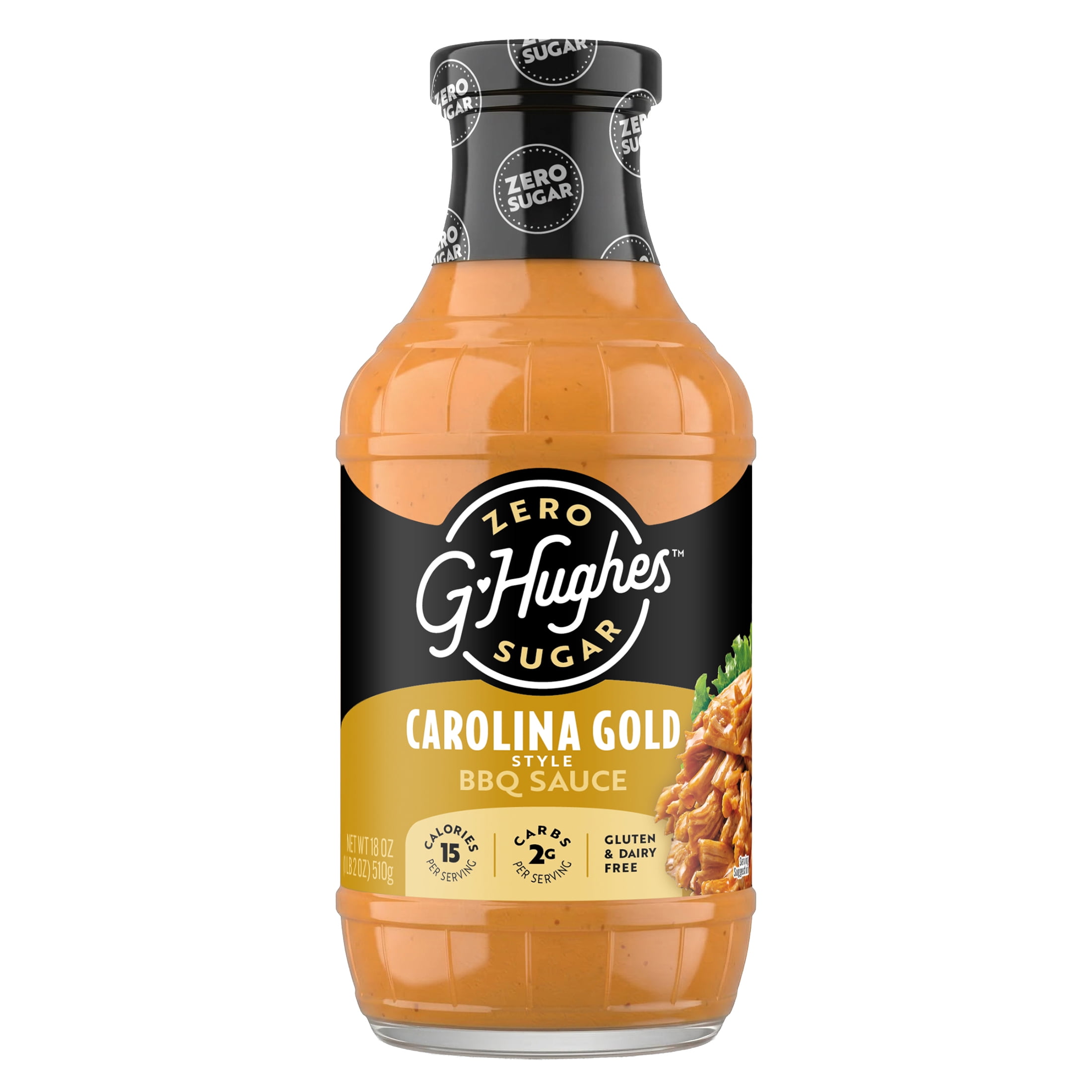 G Hughes Zero Sugar Carolina Gold BBQ Sauce, 18 oz