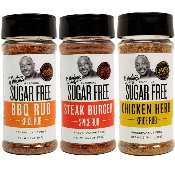 G Hughes Spice Rub BDF32 Variety - Sugar Free Seasoning, Barbecue Rub Gift Set, Meat Rubs for Grilling, Spices and Rubs Gift Set for Men, Dads, Fathers Day, Grilling Spices, Sugar Free - 3 Pack