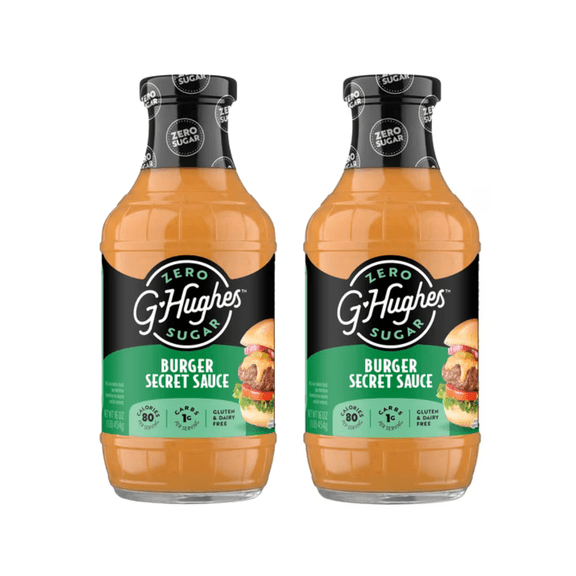 G Hughes Zero Sugar Burger Secret Sauce, 16 oz Bottles (Pack of 2)
