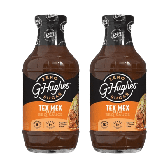 G Hughes Zero Sugar Tex-Mex BBQ Sauce, 18 oz Bottles (Pack of 2)