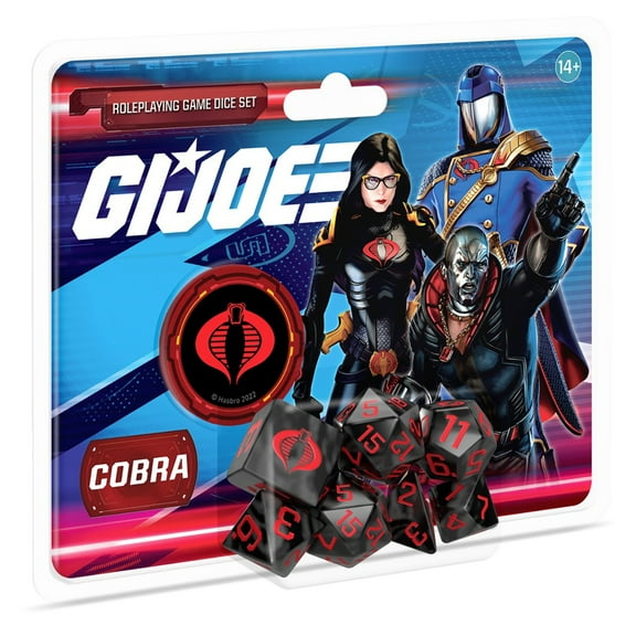 G.I. JOE Roleplaying Game: Cobra Dice Set - 8 Piece (7 Dice, 1 d2 coin), Renegade, RPG Accessory