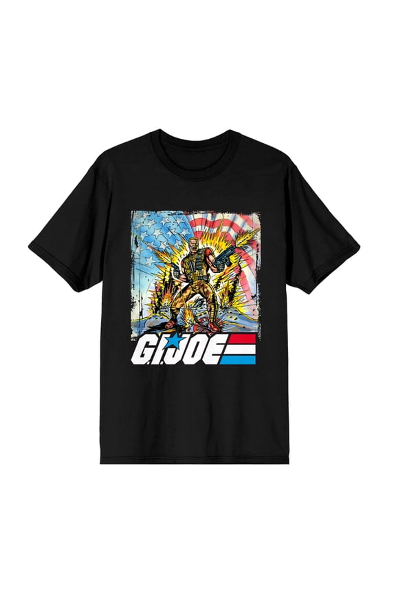 G.I. Joe Action Pose Men's Black Crew Neck Short Sleeve T-shirt-Large
