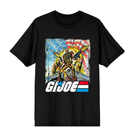 G.I. Joe Action Pose Men's Black Crew Neck Short Sleeve T-shirt-Medium