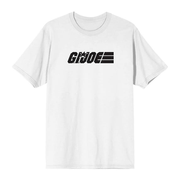 G.I. Joe Black Logo Men's White Crew Neck Short Sleeve T-shirt-6XL