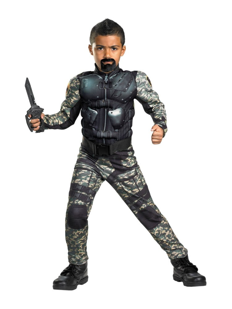 G I Joe Boys Roadblock Costume with Muscle Jumpsuit L (10-12