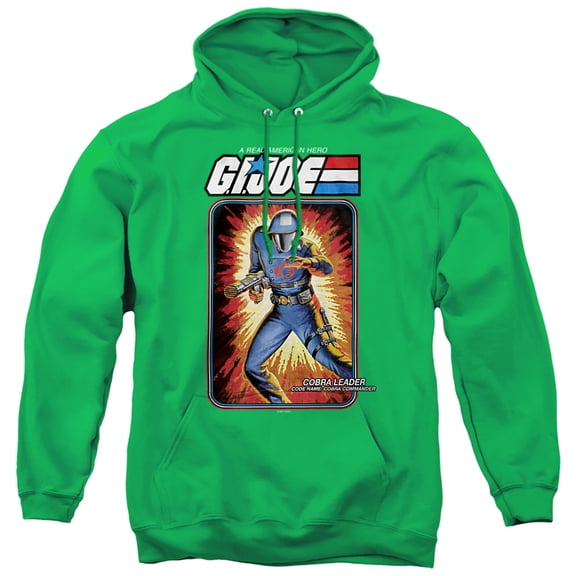 G.I. Joe Cobra Commander Card Unisex Adult Pull-Over Hoodie, Kelly Green, X-Large