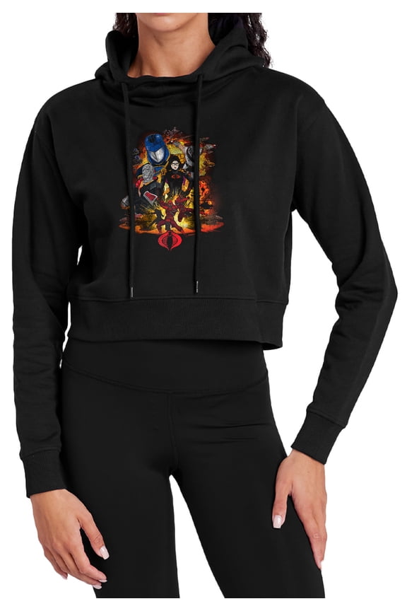 Cobra Enemy Group Women's Cropped Hoodie Pullover Sweatshirt, Black, Large