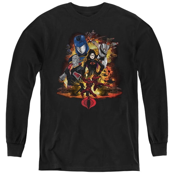 G.I. Joe Cobra Enemy Group Youth Long Sleeve T Shirt, Black, Medium