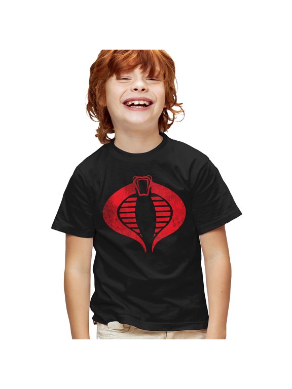 Cobra Logo Kids T Shirt for Youth Boys and Girls, Black, Medium