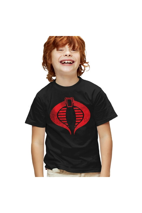 Cobra Logo Kids T Shirt for Youth Boys and Girls, Black, Small