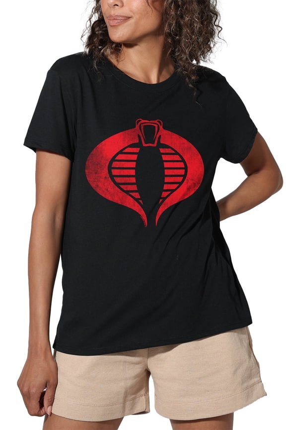 Cobra Logo Women's Loose T-Shirt, Black, Medium