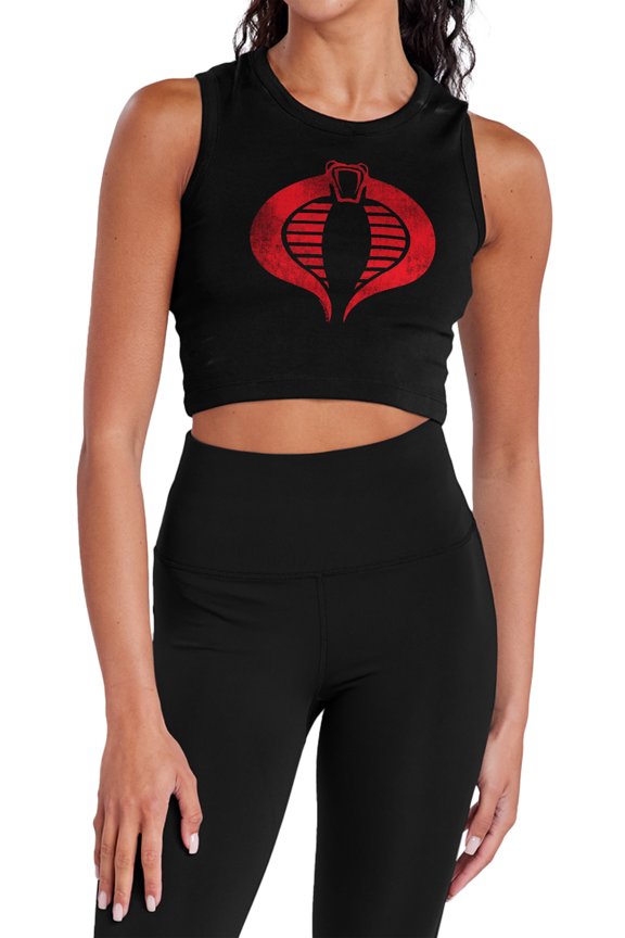 Cobra Logo Women's Sleeveless Crop Top Tank, Black, Medium