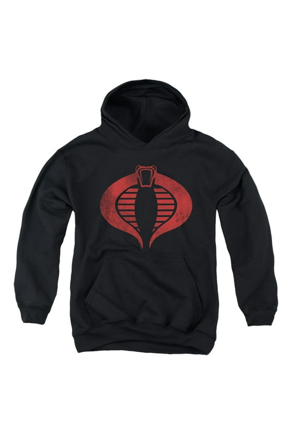 Cobra Logo Youth Kids Boy/Girls Pull-Over Hoodie, Black, Large