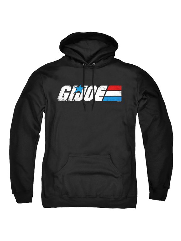 G.I. Joe Distressed Logo Unisex Adult Pull-Over Hoodie, Black, Small