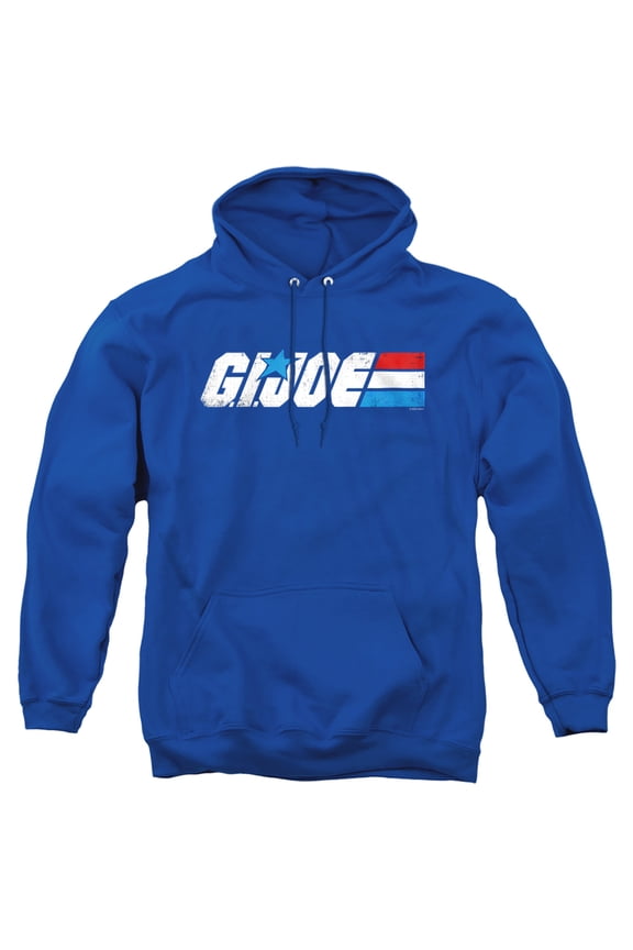 G.I. Joe Distressed Logo Unisex Adult Pull-Over Hoodie, Royal, Medium