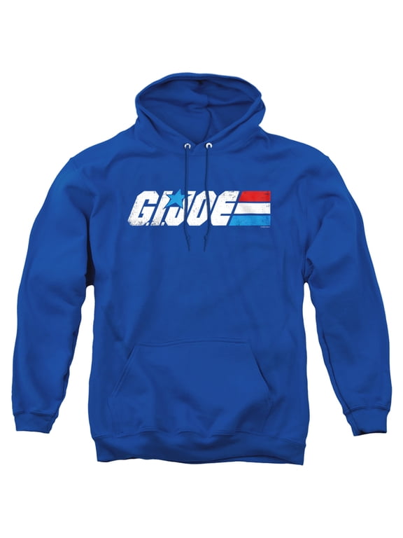 G.I. Joe Distressed Logo Unisex Adult Pull-Over Hoodie, Royal, Medium