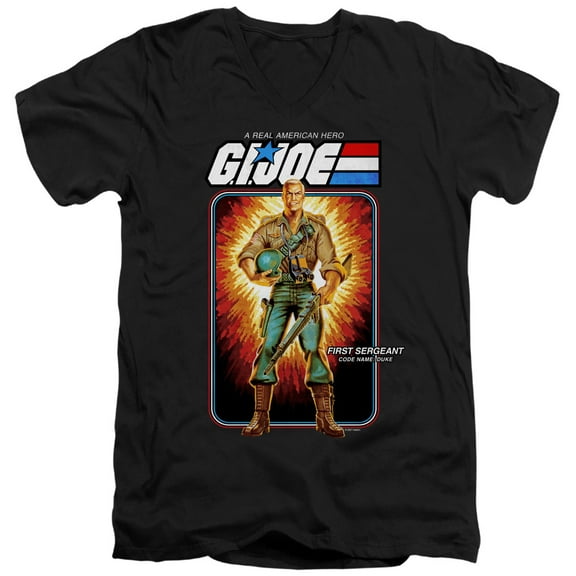 G.I. Joe Duke Card Unisex Adult V-Neck T Shirt, Black, 2X-Large