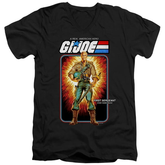 G.I. Joe Duke Card Unisex Adult V-Neck T Shirt, Black, Small