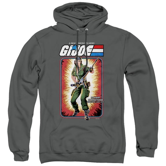 G.I. Joe Lady Jaye Card Unisex Adult Pull-Over Hoodie, Charcoal, 3X-Large