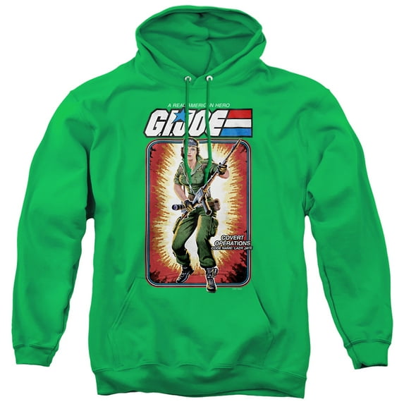 G.I. Joe Lady Jaye Card Unisex Adult Pull-Over Hoodie, Kelly Green, Large