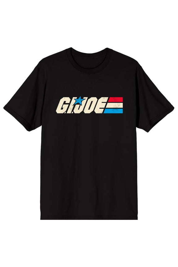 G.I. Joe Logo Adult Black Crew Neck Short Sleeve T-shirt-Large