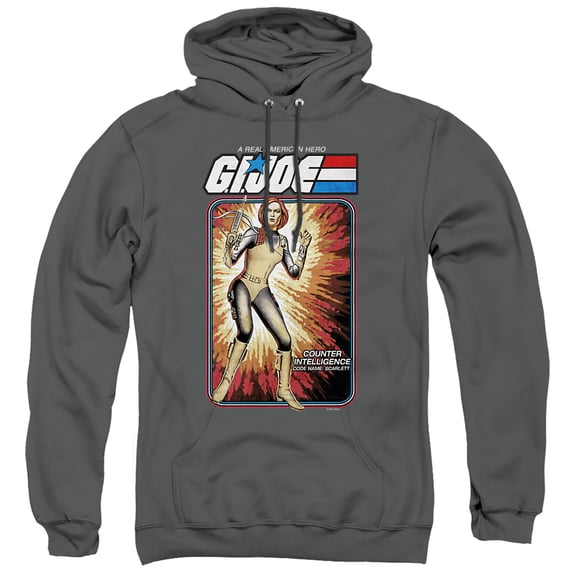 G.I. Joe Scarlett Card Unisex Adult Pull-Over Hoodie, Charcoal, 3X-Large