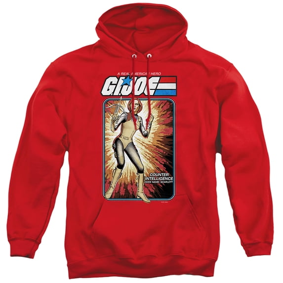 G.I. Joe Scarlett Card Unisex Adult Pull-Over Hoodie, Red, Large