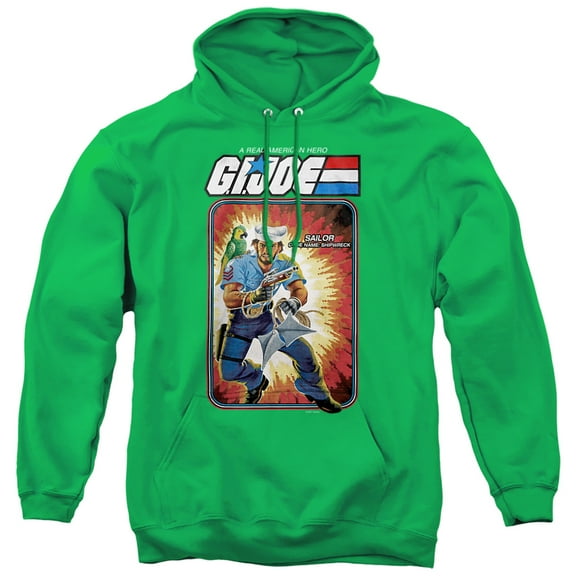 G.I. Joe Shipwreck Card Unisex Adult Pull-Over Hoodie, Kelly Green, X-Large