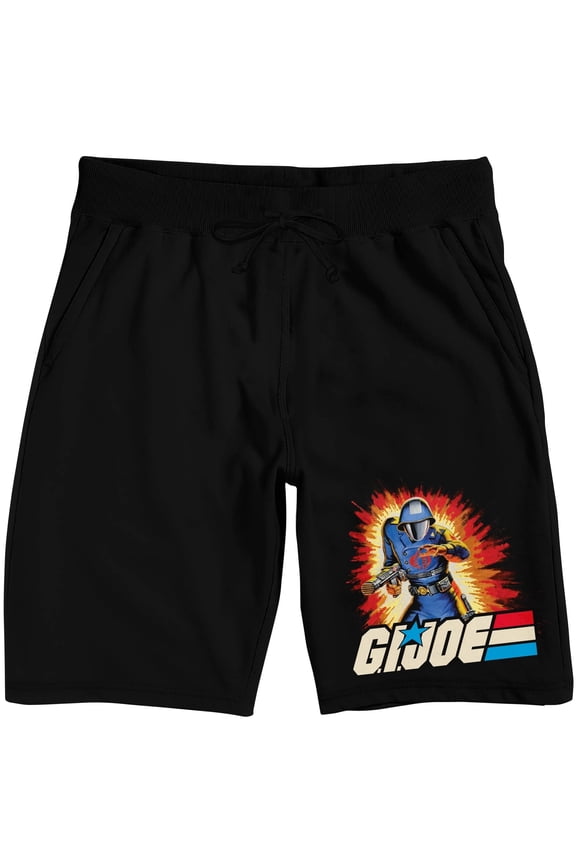 G.I. Joe Soldier Burst Background Men's Black Sleep Pajama Shorts-Small