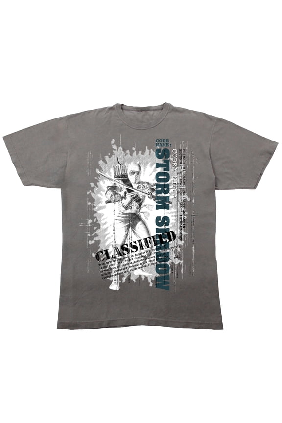 G.I. Joe Storm Shadow Adult Medium Gray Crew Neck Long Sleeve T-shirt-Small