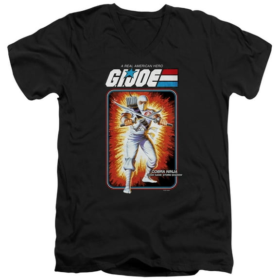 G.I. Joe Storm Shadow Card Unisex Adult V-Neck T Shirt, Black, X-Large