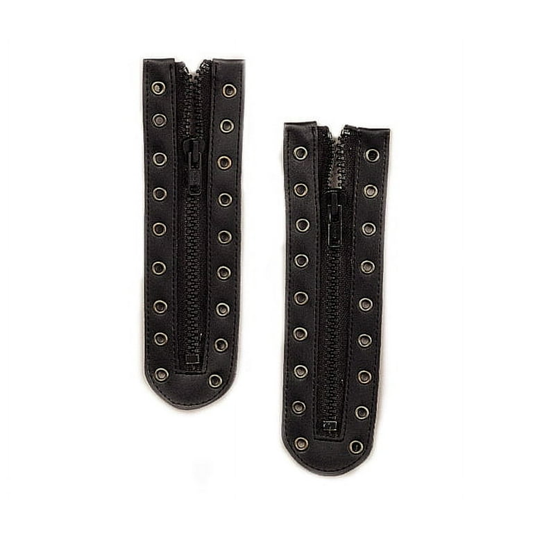 PU Leather Lace-in Boot Zipper Inserts, Tieless Shoe Laces, with Brass  Zipper, Alloy Puller, for Boots, Black, 165x60x4mm, Hole: 5mm