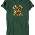 thumbnail image 1 of G-III Sports Womens Distressed Hotshots Logo Graphic T-Shirt, Green, Small, 1 of 2